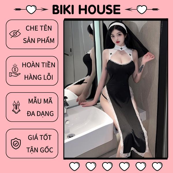 Đồ hóa trang nữ tu sĩ xẻ tà phong cách váy ngủ ma sơ valak kèm chip quyến rũ N798