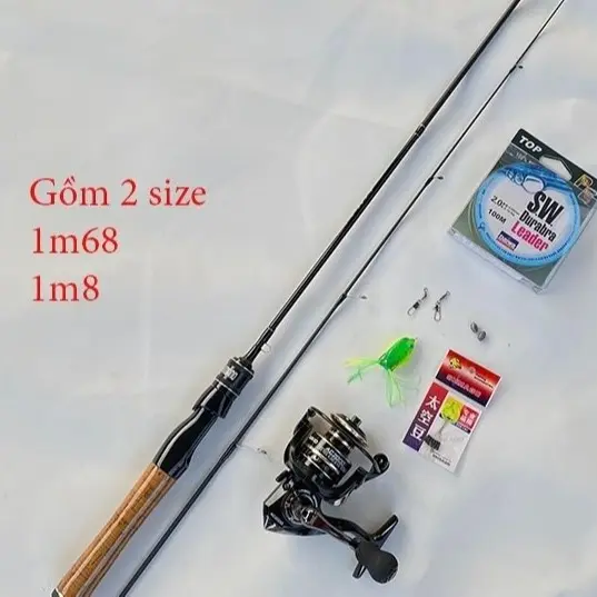 Bộ Cần Câu Máy Lure UL 1m68 1m8 Máy Kim Loại 2000 - Tặng Dù + Mồi Giả - Bộ Cần Câu Máy, Trọn Bộ Cần Câu Máy Giá Rẻ