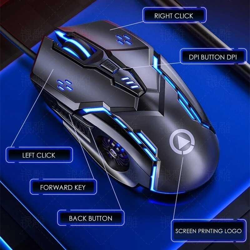 Mouse Gaming Mekanis Berkabel dengan Tombol Samping untuk Esports, Cocok untuk Komputer Desktop, Cocok untuk Pria dan Wanita, Operasi Senyap untuk Penggunaan di Kantor