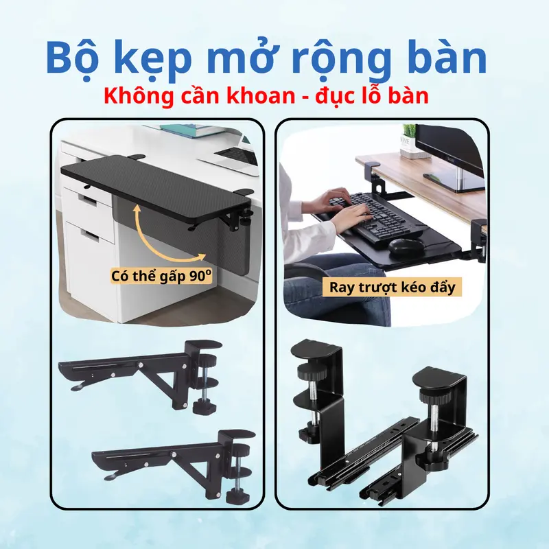 Kệ Kẹp Mở Rộng Bàn Làm Việc, Giá Đỡ Bàn Phím, Thêm Không Gian Bàn Làm Việc, Văn Phòng, Gaming 7