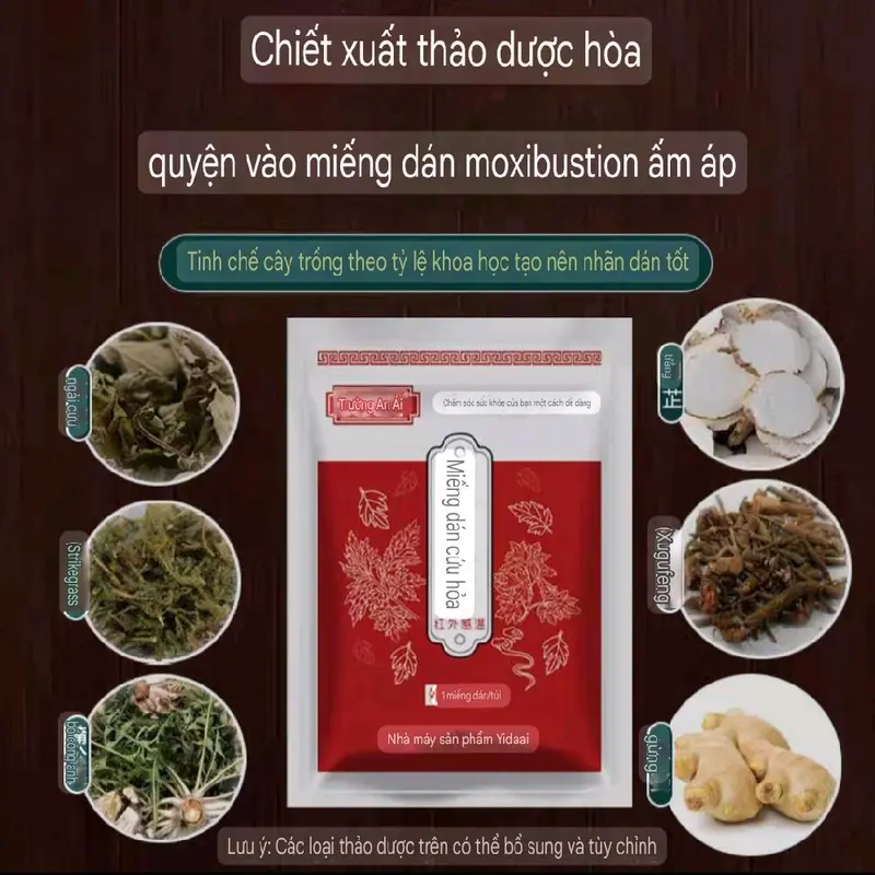 Miếng dán nhiệt ngải cứu, massage, giảm đau, giảm bầm, đau lưng, đau bụng kinh 5