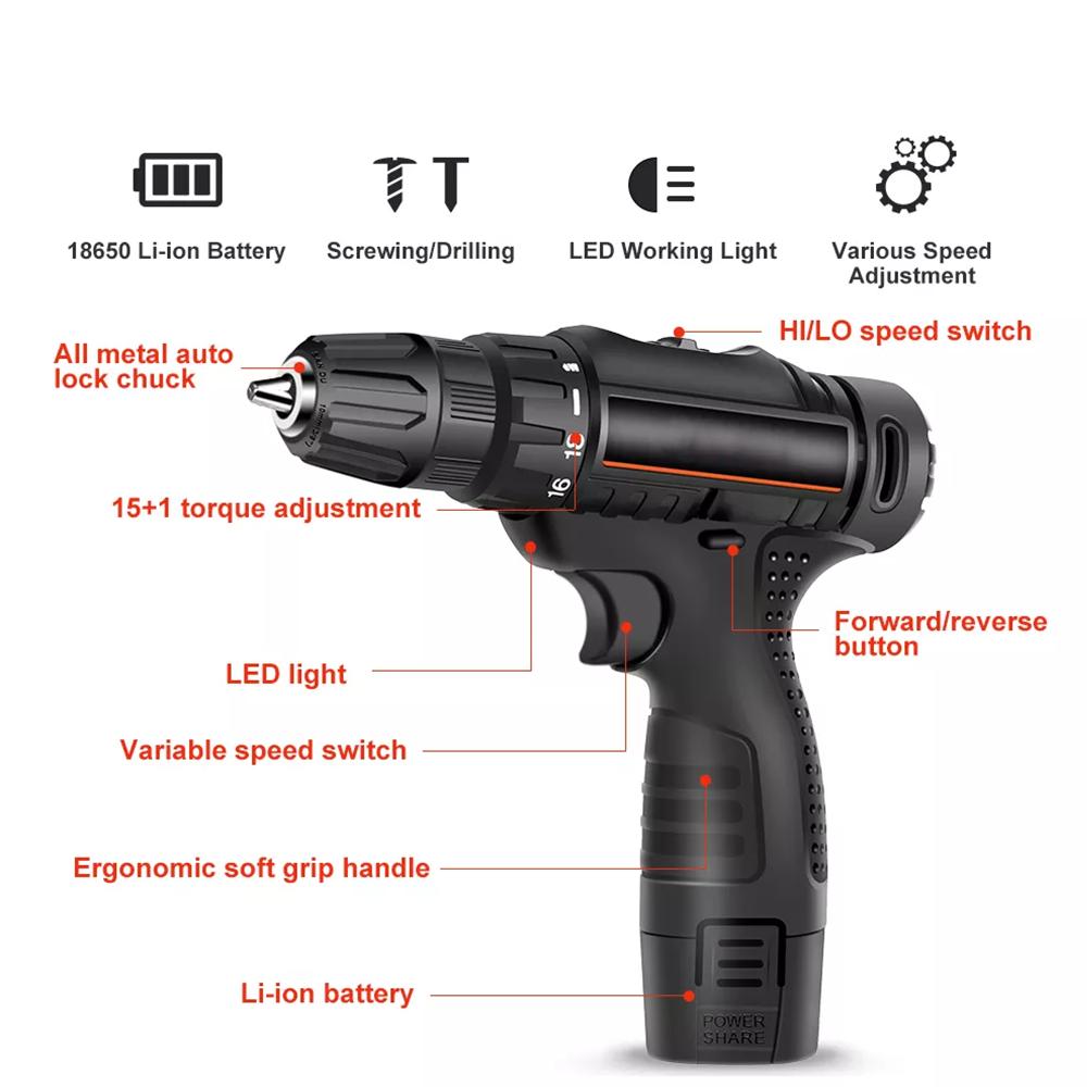 [ORIGINAL] Bor Listrik Murah Promo Bor Baterai Mesin Tanpa Kabel Impact Drill Cordless Drill Koper 2 Baterai
