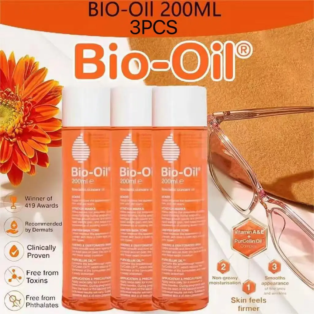 BIO OIL 3PCS 200ml/Penghilang Bekas Luka Stretch/Mark Keloid Jerawat/Perawatan Kulit Minyak Tubuh Skincare Oil
