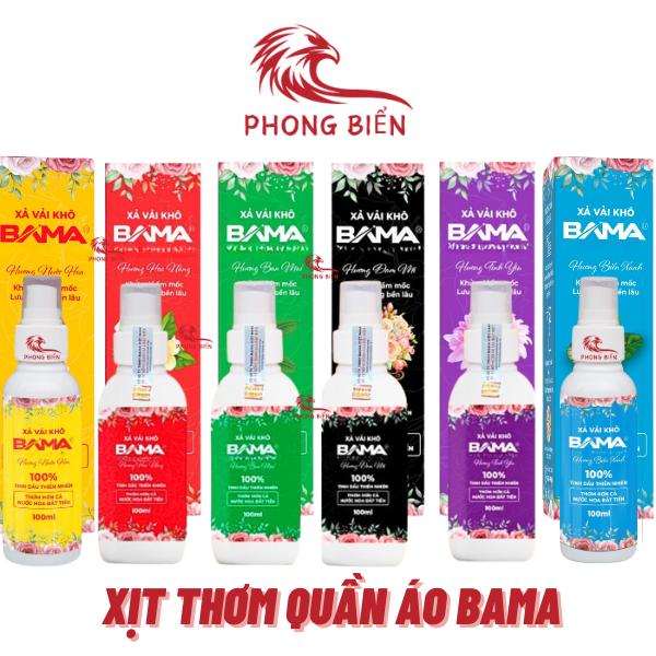   Mẫu Mới 2024  Nước Xả Vải Khô BAMA Xịt Thơm Quần Áo Xịt Thơm Đa Năng 100ml 
