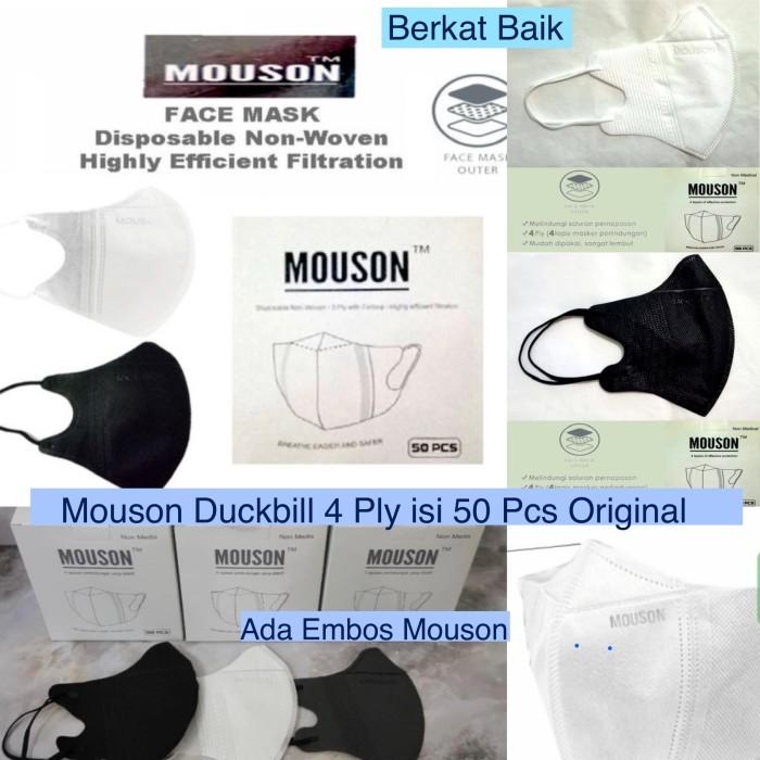 Masker MOUSON DUCKBILL Garis isi 50 pcs box Original Ada Embos 2