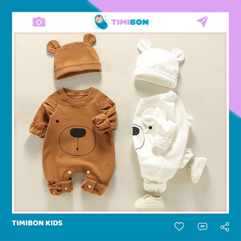 Bodysuit Dài Tay Cho Bé Trai Bé Gái Body Thu Đông Gấu Mềm Mịn Mẫu Quần Áo Trẻ Em Liền Thân – BDD72