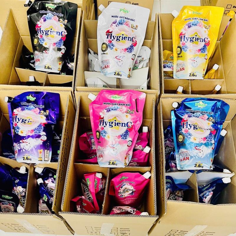    Giá sỉ  -  Tặng 4 xịt vải khô  Thùng 8 Túi x 2,6KG Nước giặt HygienC plus hương nước hoa Làm Sạch - Chất lượng cao 