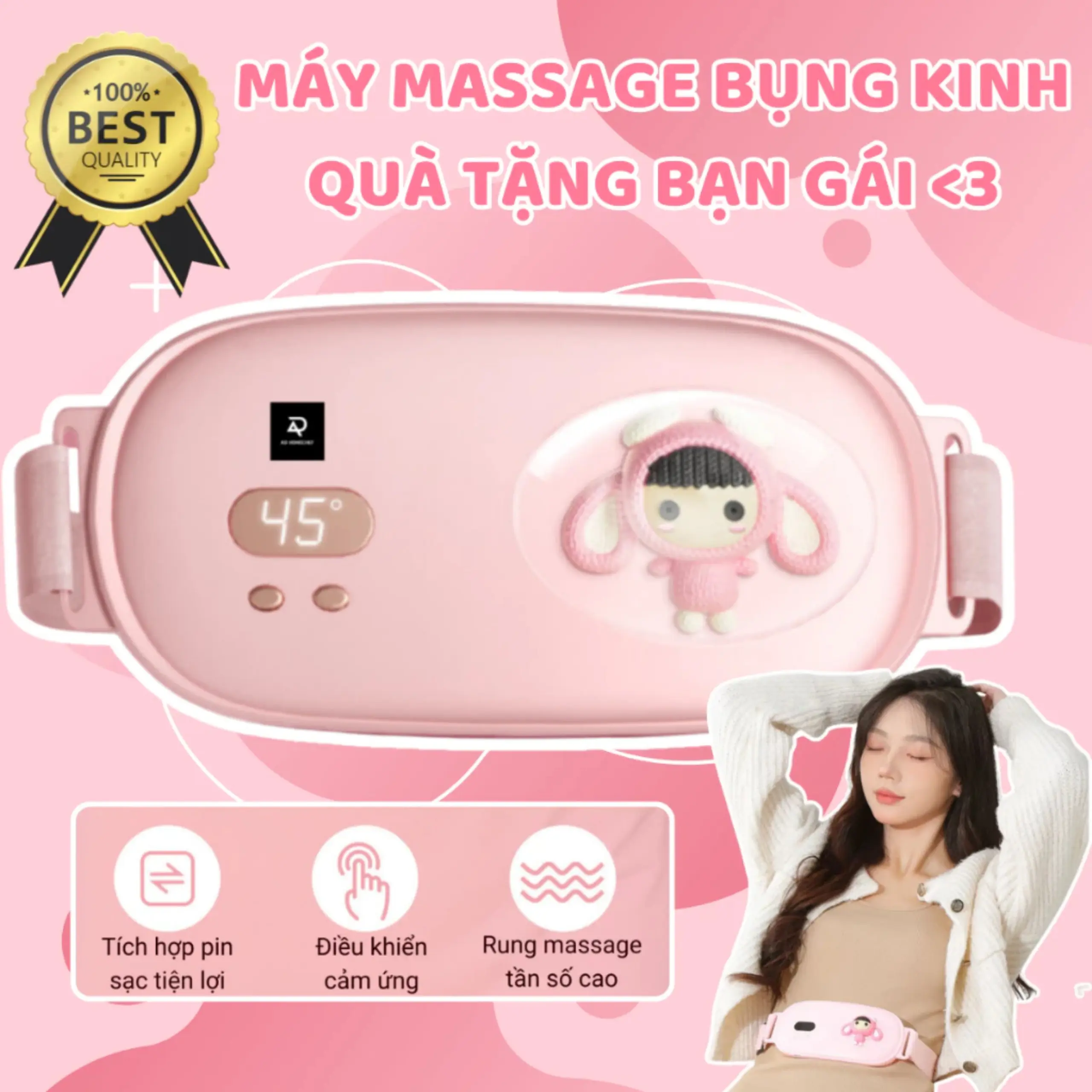 Máy massage chườm ấm giảm đau bụng kinh nguyệt, làm ấm bụng tử cung cho phụ nữ quà tặng bạn nữ