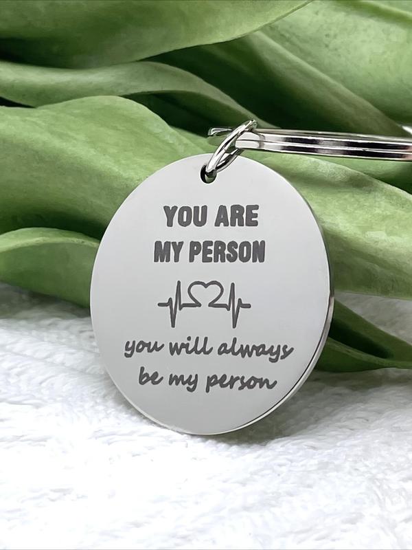 Stainless Steel Keychain, You Are My Person Letter Engraved Keychain for Couples, Romantic Engraved Keychain Gift Set for Boyfriend Girlfriend, Valentine's Day, Gift 4