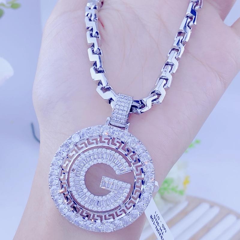 Bộ dây chuyền công mặt chữ G mạ bạch kim - Trang sức bảo long