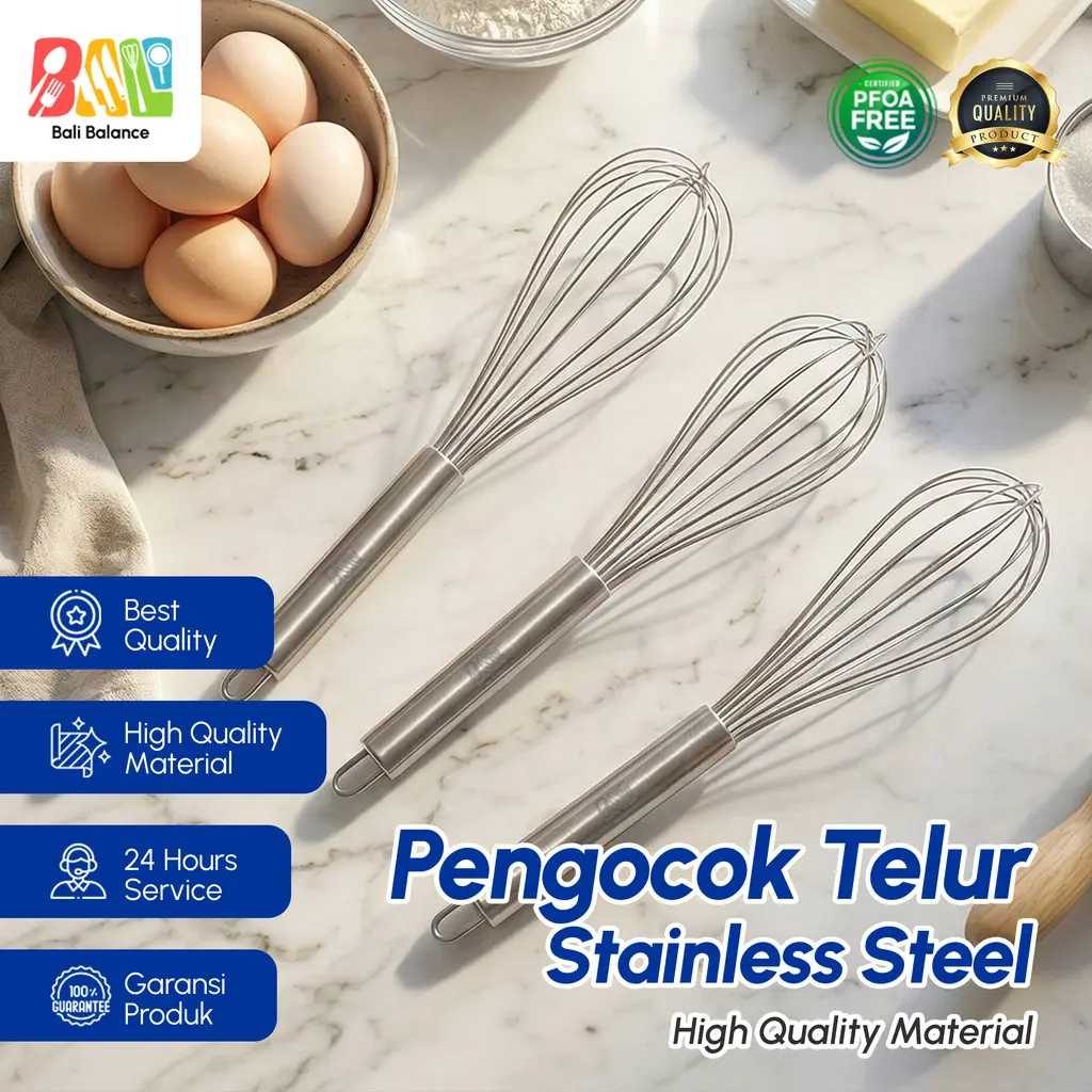 Bali Balance Whisker Balloon Kocokan Pengocok Pengaduk Telur Adonan Hand Mixer Stainless 96A