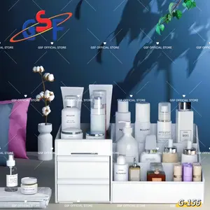 Rak DOMI kosmetik putih tempat makeup storage tempat penyimpanan skincare