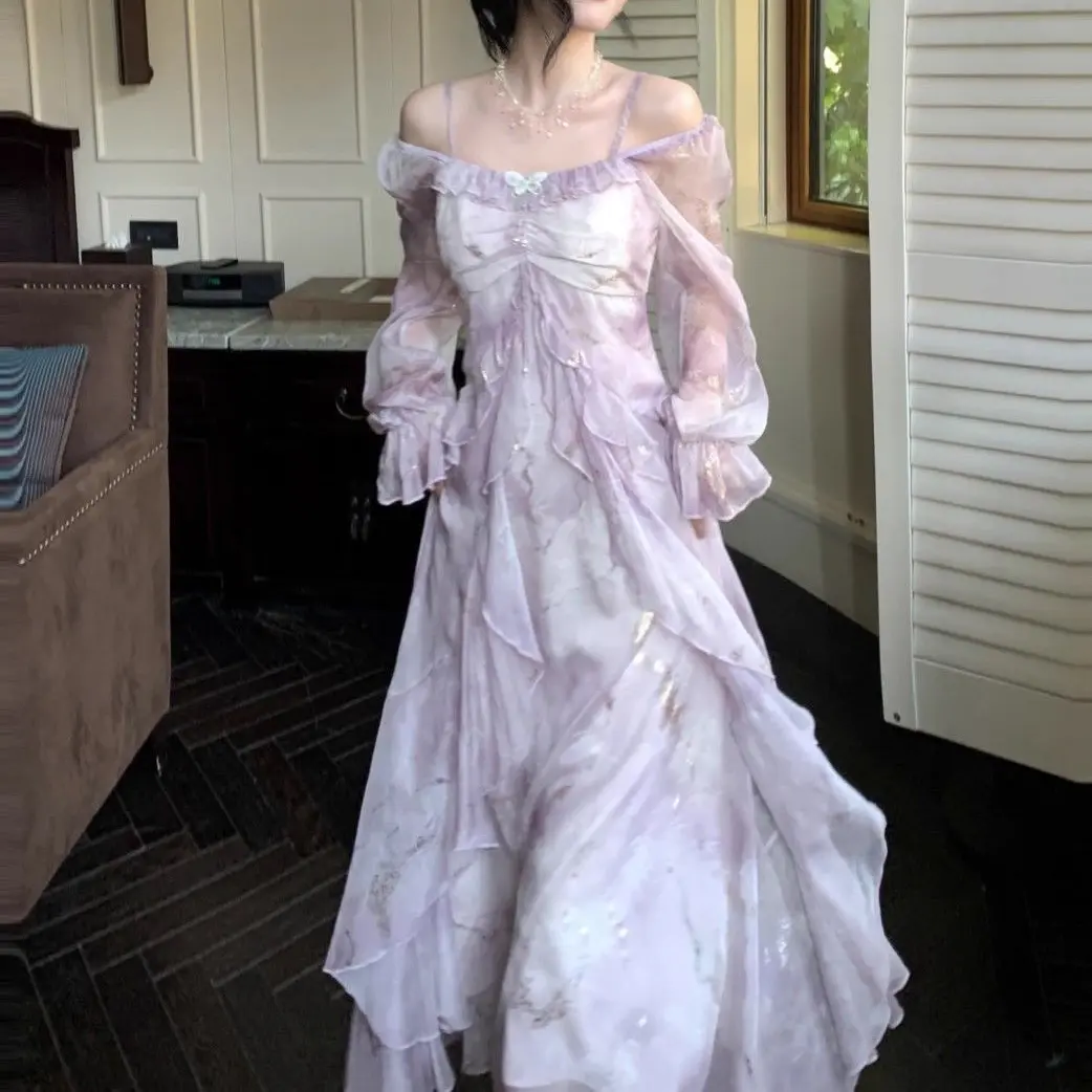 Summer Floral High Quality Fairy Dress Formal Long Dress Gown HT  French-style princess dress ombre fairy dress elf dress butterfly ruffled  long-sleeved dress ball gown with elegant temperament - TikTok Shop  Philippines