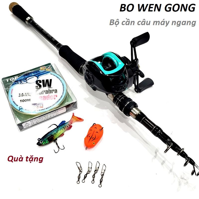 Bộ Cần Câu Máy Lure Bo wen Rút Gọn Máy Ngang Và Máy Đứng Tặng Kèm Phụ Kiện 1m8-2m1-2m4
