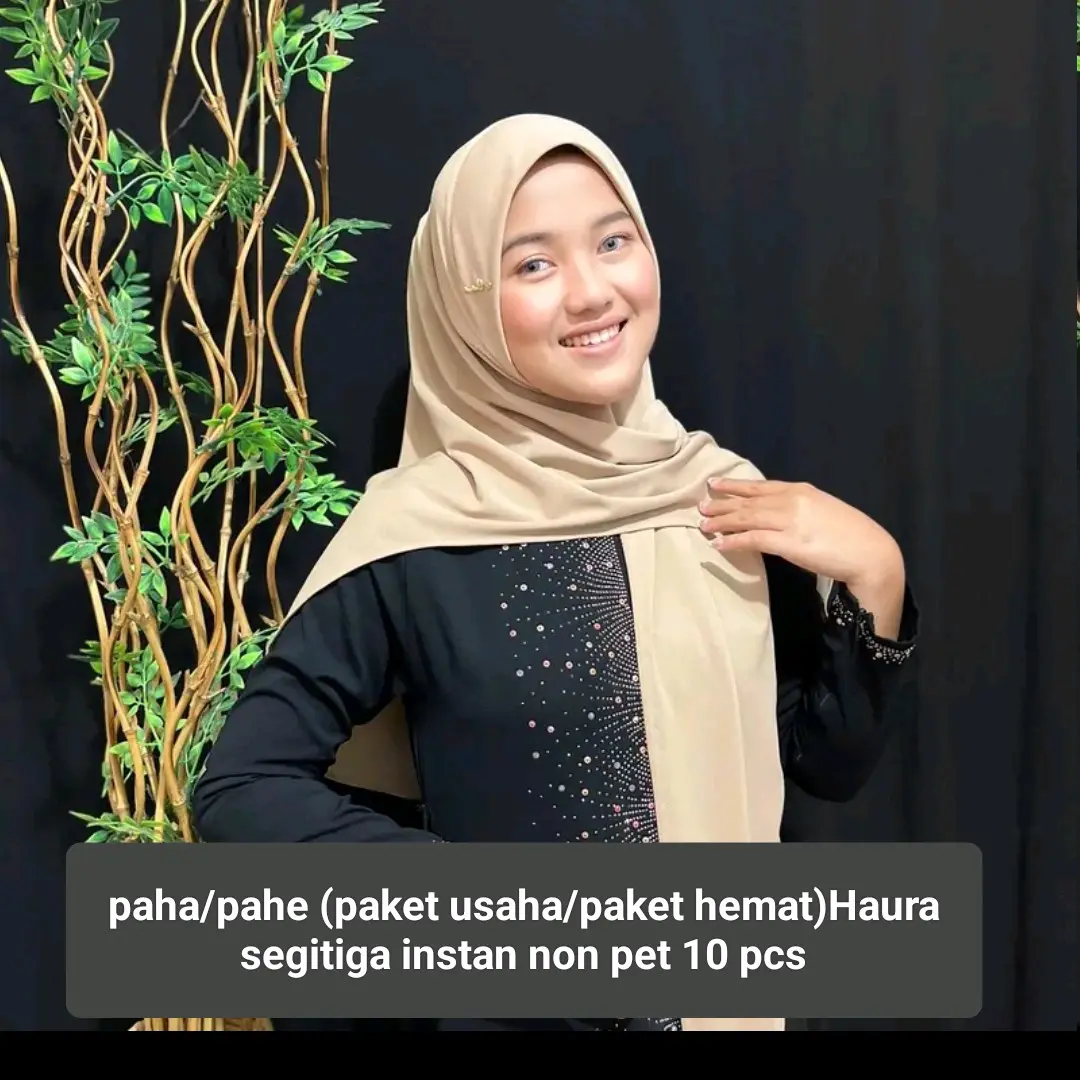 Paket Usaha 10 pcs Haura Segitiga Non Pet Jersi Premium Jilbab Hitam Bergo Muslim Nyaman Instan Syari