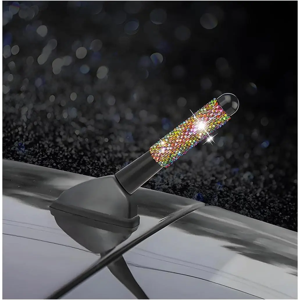 AUKEPO Bling Car Antenna, Waterproof Rhinestone Crystal Diamond Vehicle Decorative Antenna Replacement, Truck Exterior Decoration Accessories for Women Girls, Universal for Most SUV Truck RV (Multi)