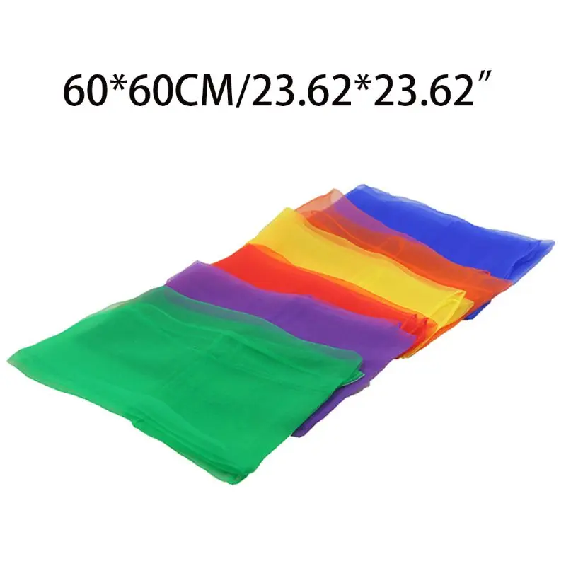 12Pcs Kids Square Juggling Chiffon Dance Scarves Tricks Performance Props Kindergarten Candy Color Movement Kerchief