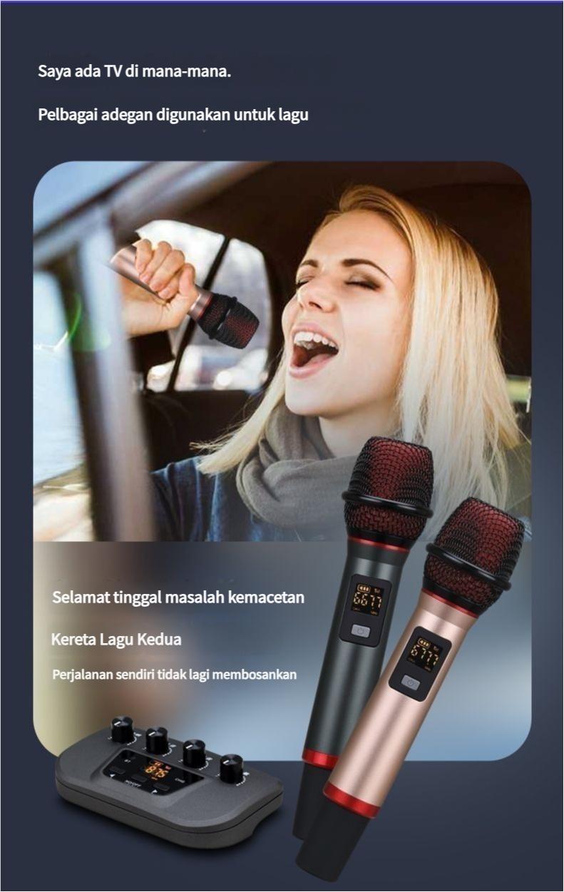 Product Introduction of High-Quality Sound Card, Dual Microphone, Suitable for Home and Car Karaoke, Wireless Microphone, Bluetooth Speaker, Microphone Set, Dual Car and Home Use, Singing and Speaker 1