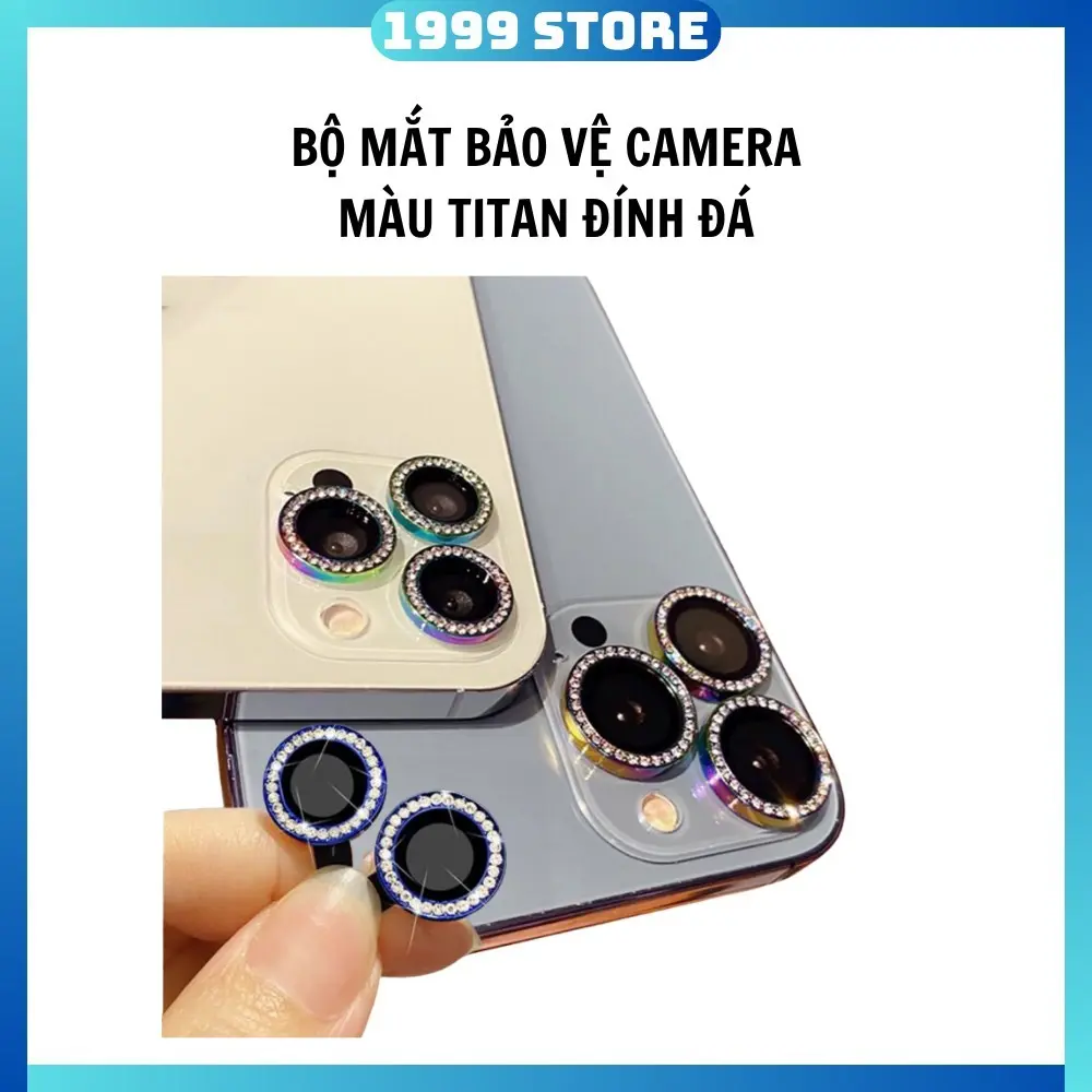 Bộ dán bảo vệ từng mắt camera IP TiTan đính đá cho 11,11Pro,11Promax,12,12pro,12promax,13,13pro