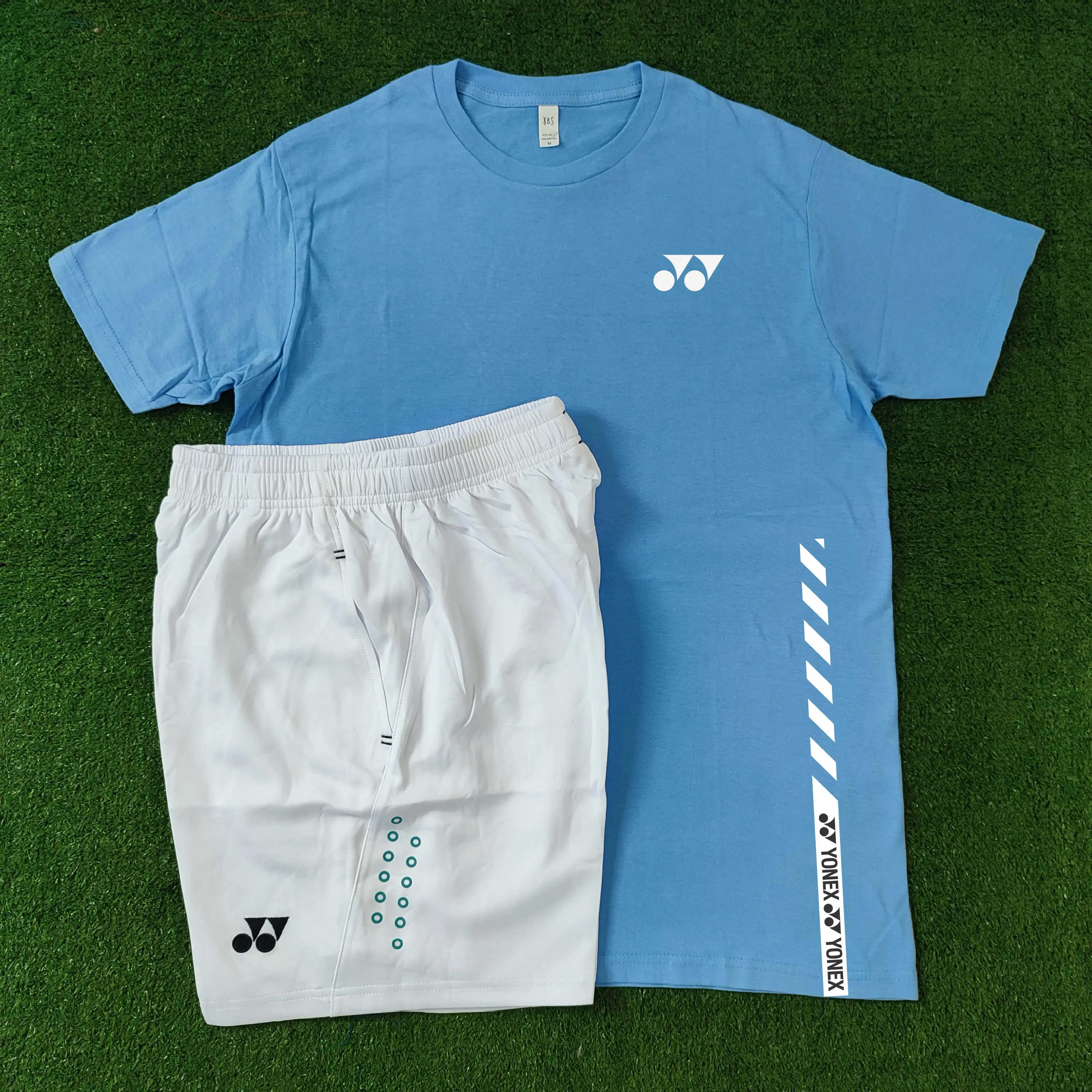 Kaos Baju Badminton Setelan Polos YV4 SKYBLUE bahan Katun Kombad Olahraga Sport Sport