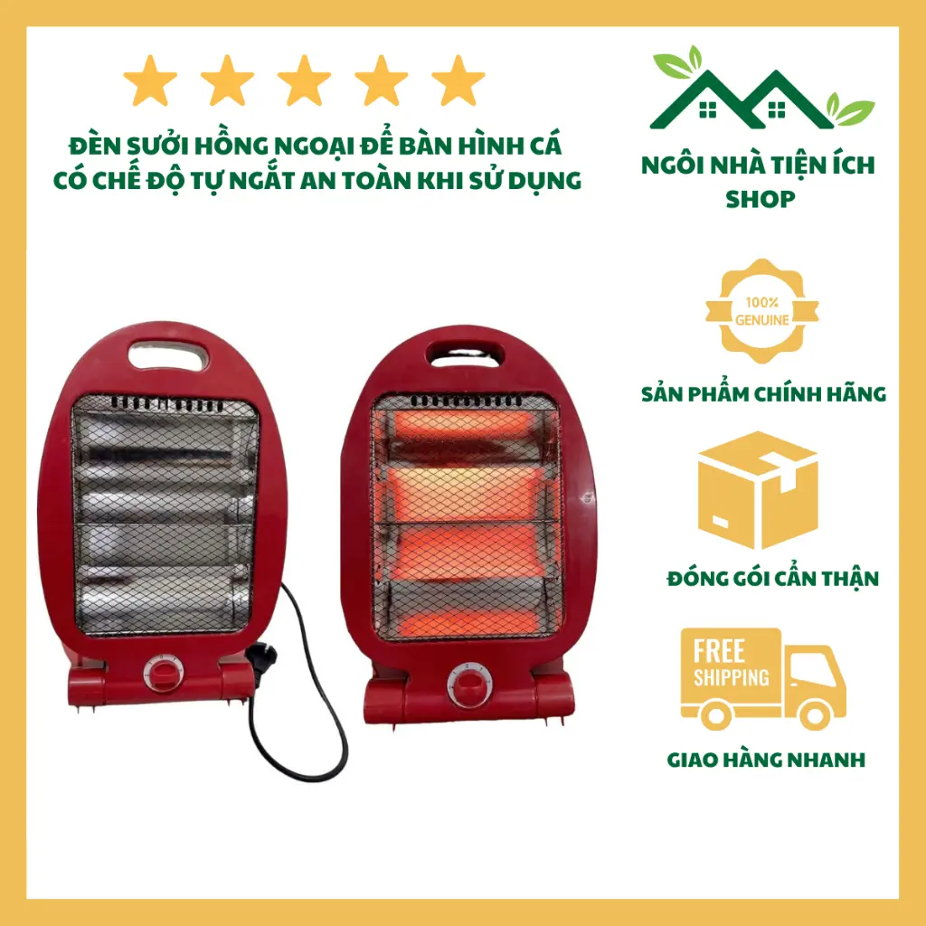 Đèn Sưởi Hồng Ngoại Để Bàn Hình Cá Có Chế Độ Tự Ngắt Khi Bị Đổ, Cực An Toàn Khi Sử Dụng Gia Đình Sưởi Ấm Máy Sưởi