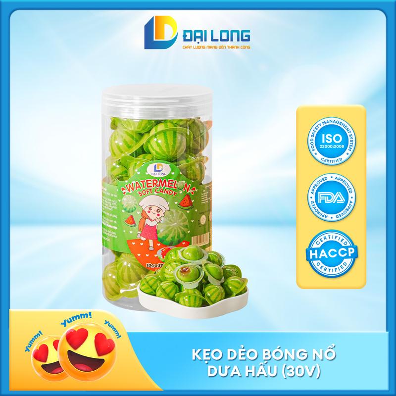 (Hộp 30 viên) Kẹo Dẻo Bóng Nổ Dưa Hấu ĐẠI LONG Thơm Ngon Khó Cưỡng Thức Ăn dành cho mọi lứa tuổi Ăn Vặt Candy Snack Food