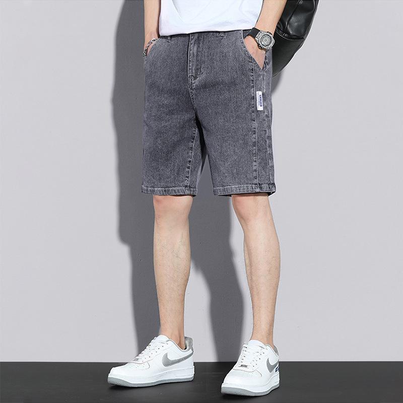 Quần Short Denim, Màu Xám Đen, Dành Cho Nam Giới, Phong Cách Mùa Hè Mới, Phong Cách Hồng Kông Ins, Hợp Xu hướng, Quần Ống Rộng, Mỏng Và Thẳng, Quần Thường Ngày 7