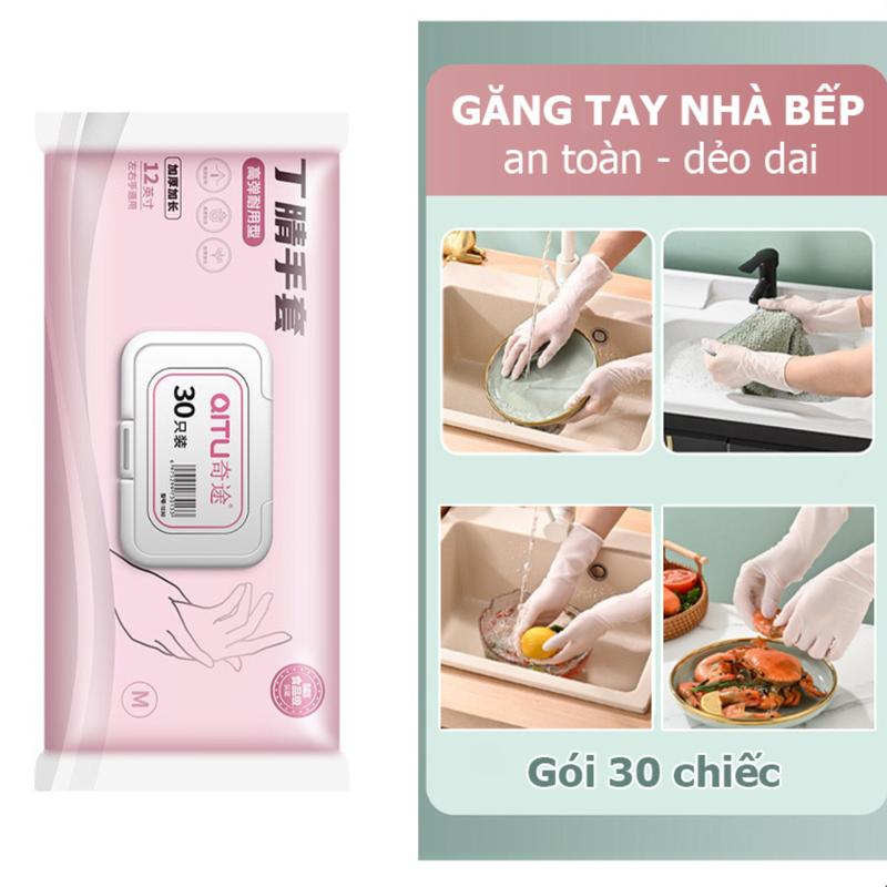 Găng tay cao su, Gói 30 găng tay làm bếp nấu ăn rửa bát rửa chén, Bao tay cao su rửa bát siêu dai không mùi sử dụng nhiều lần, đa năng tiện dụng
