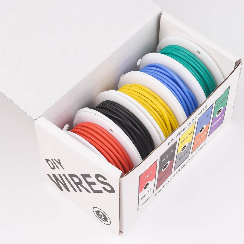 18 AWG Stranded Electrical Wire, 1 Set 18 Gauge Tinned Copper Wires, Flexible Silicone Electric Hookup Wire Kit, DIY/Automotive/Home/Power Wiring Kit 6