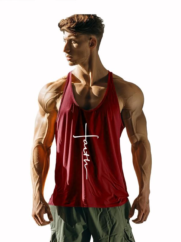 Men's Cross Print  Sports Tank Top,  Casual Comfortable Breathable Quick Drying Sleeveless Sports Top for Gym Workout Running, Men's Sportswear for All Seasons 3