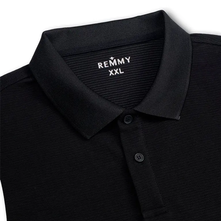 Áo phông cổ bẻ, màu đen vai kẻ be #367 2