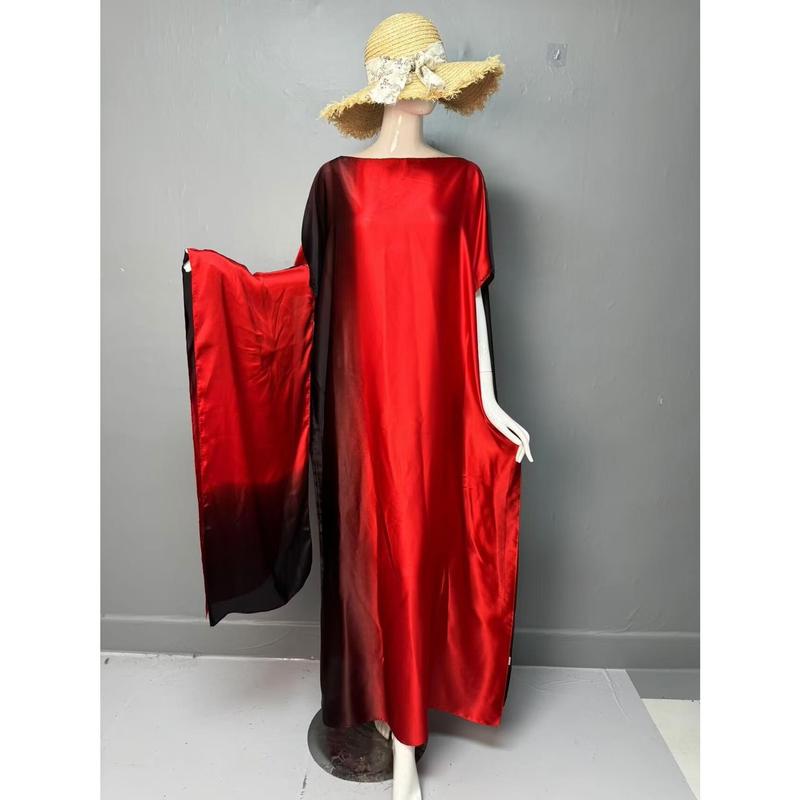 SOURCE Popular Satin Artificial Silk Gradient Printing Muslim plus Size Women's Two-Piece Robe 1