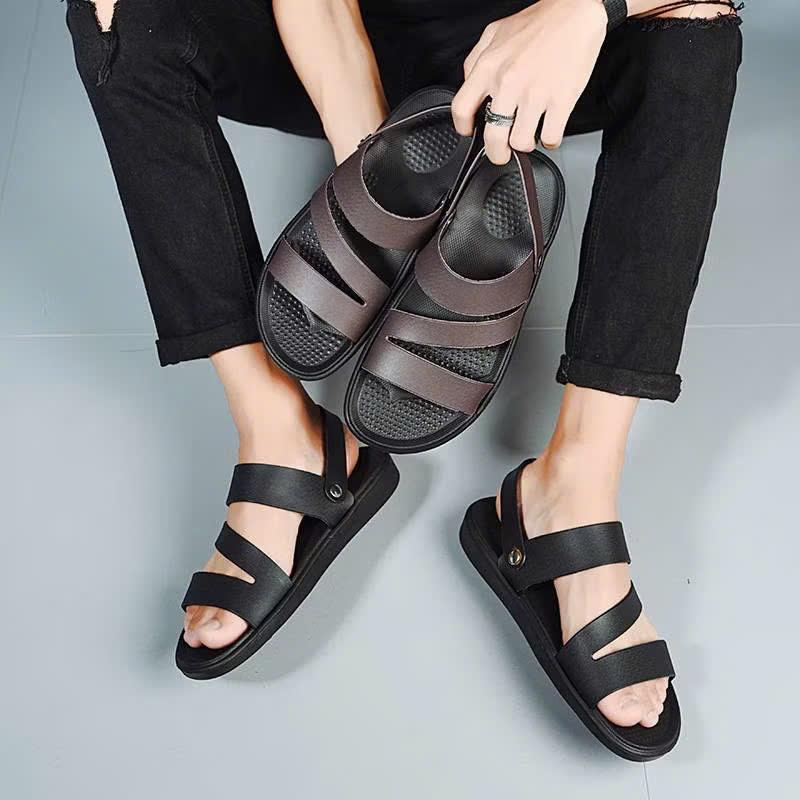 Dép sandal nam quai chéo mang đươc 2 kiểu chất nhựa siêu nhẹ siêu mềm êm chân chống nước siêu bền đi học đi làm - GL061