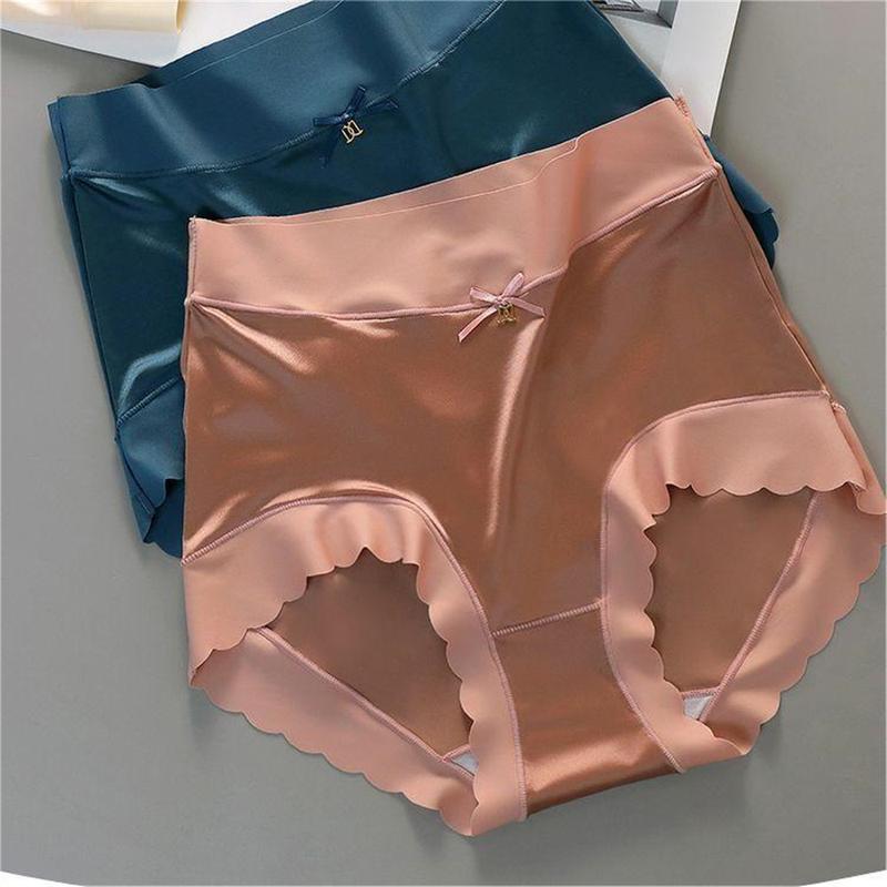 Đồ Lót Satin Lụa, Cạp Cao, Dành Cho Nữ, Lụa Lạnh Kháng Khuẩn, Liền Mạch, Thoáng Khí, Thoải Mái, Thân Thiện Với Làn Da, Quần Đùi Khỏa Thân Tam Giác Bụng Women Voi 2