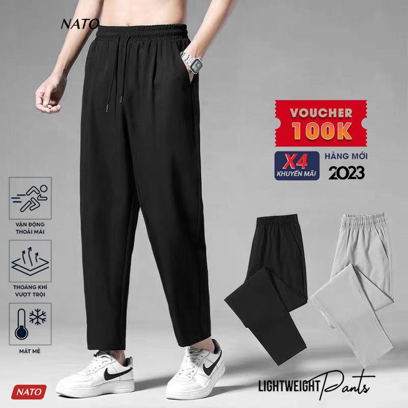 Quần Dài Thể Thao Nam SLIM Cotton Vải Thun Lạnh Cao Cấp Trơn Màu Đen Đẹp Jogger Nỉ Vải Gió Có Túi Dày Bó NATO  Sport Đồng Đồng