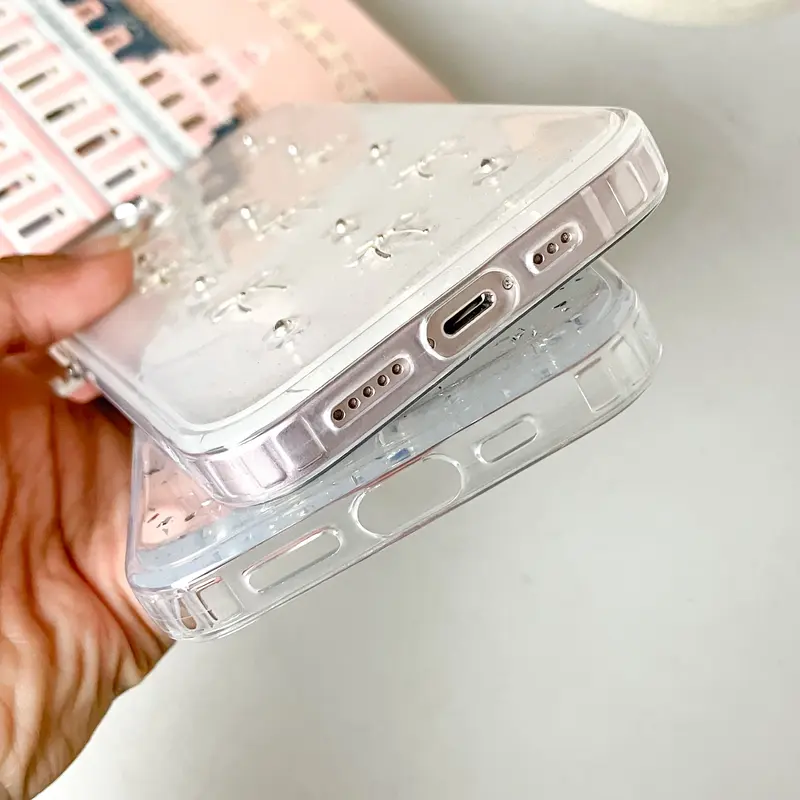 【SatSet.ind】LUX Plating Transparan Tekstur 3D Pita Ribbon Butterfly Compatible with iPh 11 Pro 12 ProMax 13 14 Plus 15 16 Casing Cover Elegan Mewah Glitter Metal Plating Clear Case back  cover 2