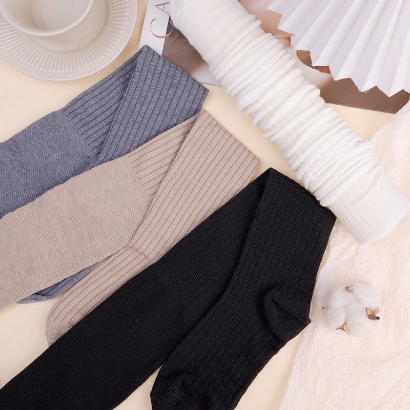 Product Introduction of 1 Pair Solid Color Stripe Splicing Stockings Women Trendy Casual Over The Knee Long Socks Versatile Autumn Winter Warm Hosiery 18