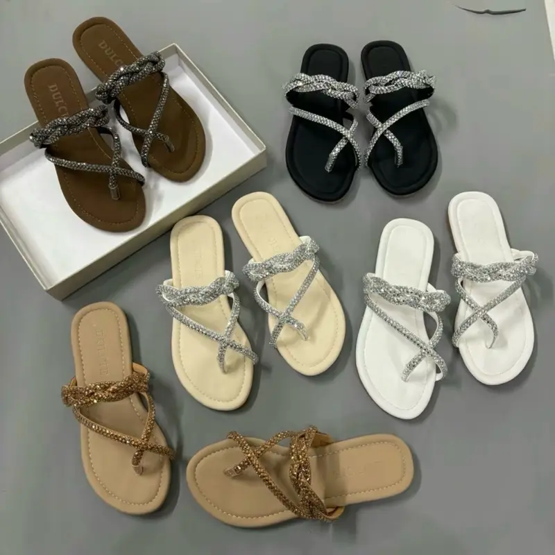 Dép bệt dây đá thắc bính kẹp chéo xỏ ngón thời trang siêu xinh dễ mang có fun size (35-45) DéP 0