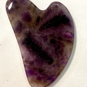 Gua sha Amethyst,alat pijat wajah,penirus pipi mengencangkan wajah,batu asli