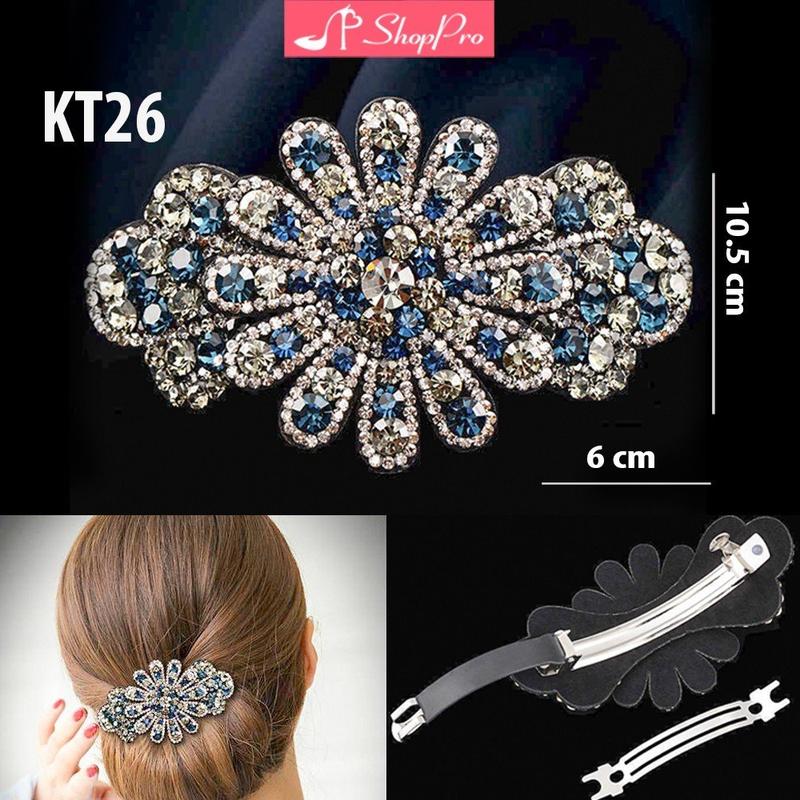 SHOPPRO - Kẹp Tóc Hàn Quốc Hạt Đá Xanh Cao Cấp Cho Người Trung Niên Sang Trọng Cặp Búi Cài Tóc Cho Mẹ Bà Lớn Tuổi Người Già KT26-KT29