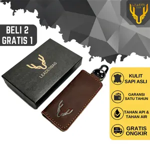 Dompet STNK Mobil Kulit Sapi Asli Leaderbag Terbaru Warna Coklat Premium Gantungan Kunci Kendaraan Motor