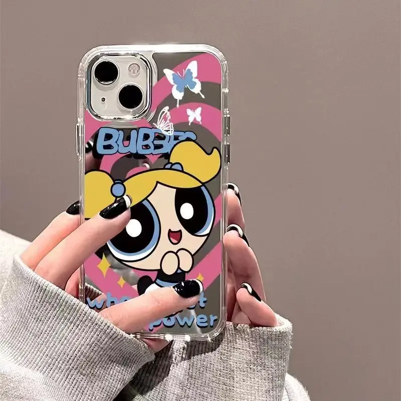 The Powerpuff Girls Mirror Is Suitable For Apple 15promax Phone Case IPhone14 New 13 Personality 12 Mirror Xr