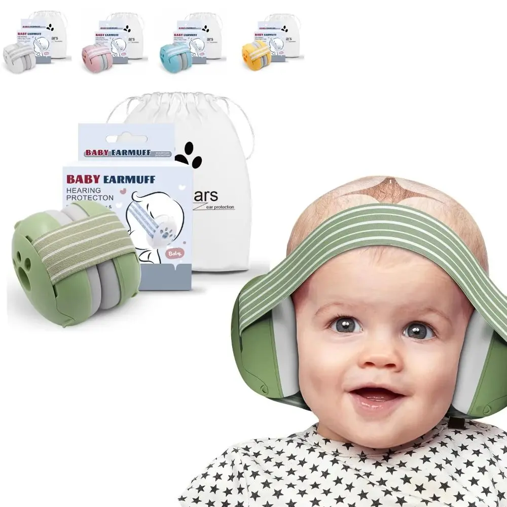New Adjustable Baby Noise Reduction Earmuffs ABS Hearing Protection Noise Cancelling Headphones with Elastic Headband Improves Sleep Infant Ear Muffs for Babies and Toddlers