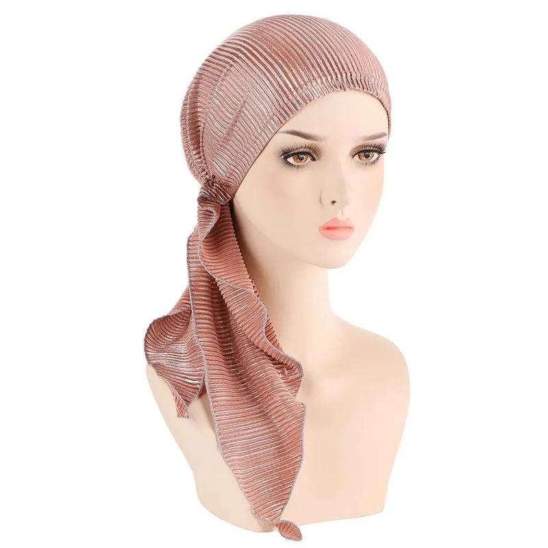 Hair Loss Women Headwrap Headwear Headscarf Beanie Cap Muslim Hijab Pre-Tied Bonnet Cancer Chemo Cap 8