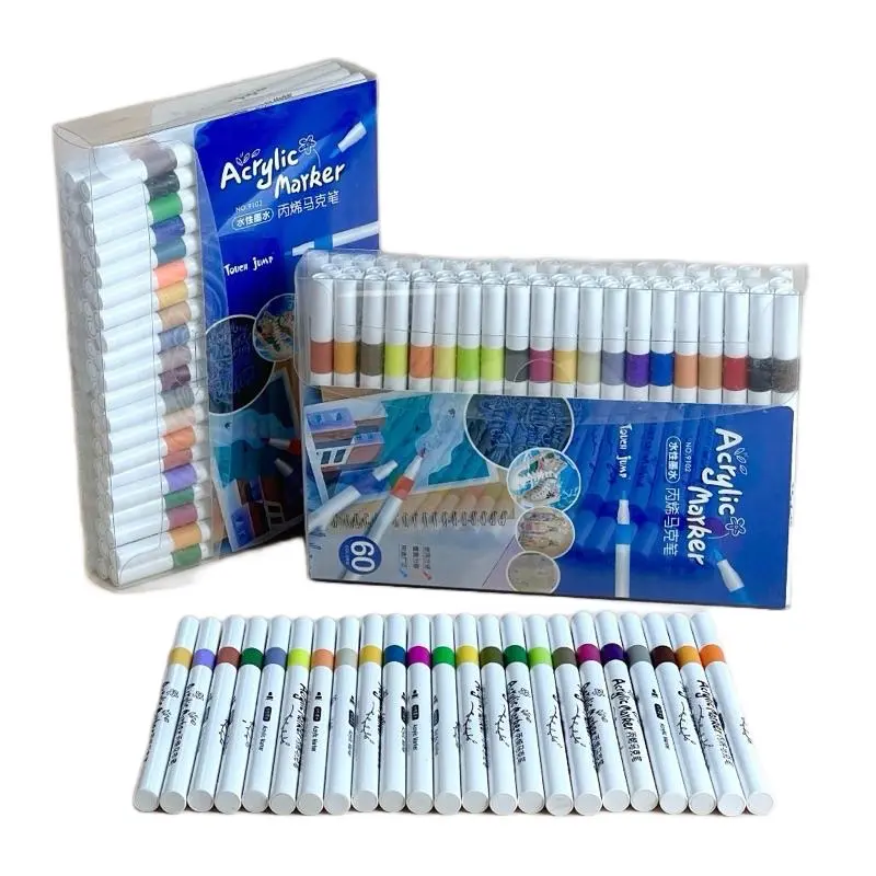 Bộ 60 Bút Màu Acrylic Marker , Mực Chống Nước , Vẽ Được Trên Nhiều Chất Liệu 1