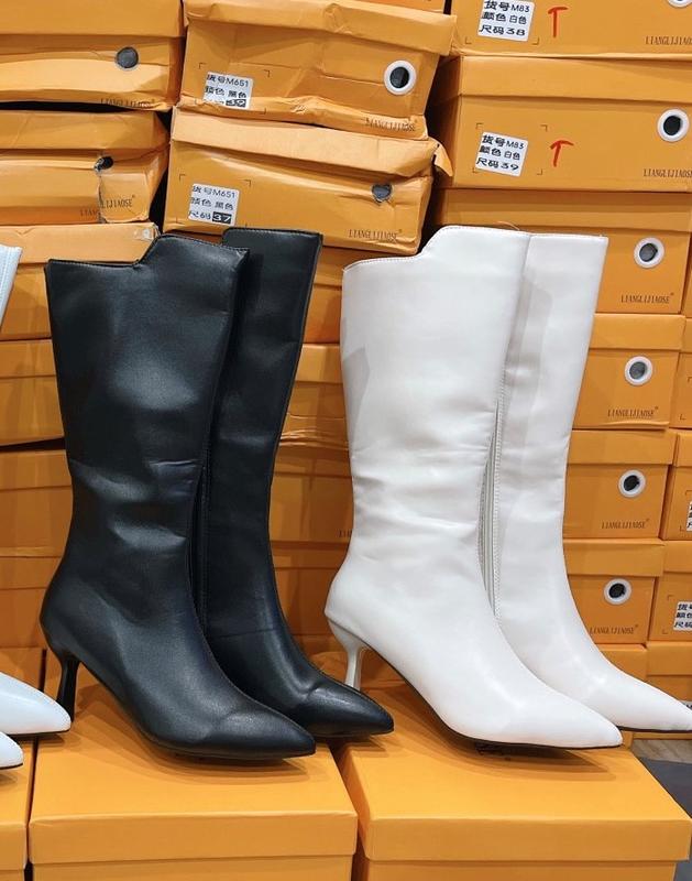 {form to lùi 1 size) Boot đùi gót nhọn cổ V gót nhọn M83 GiàY Bốt Nữ