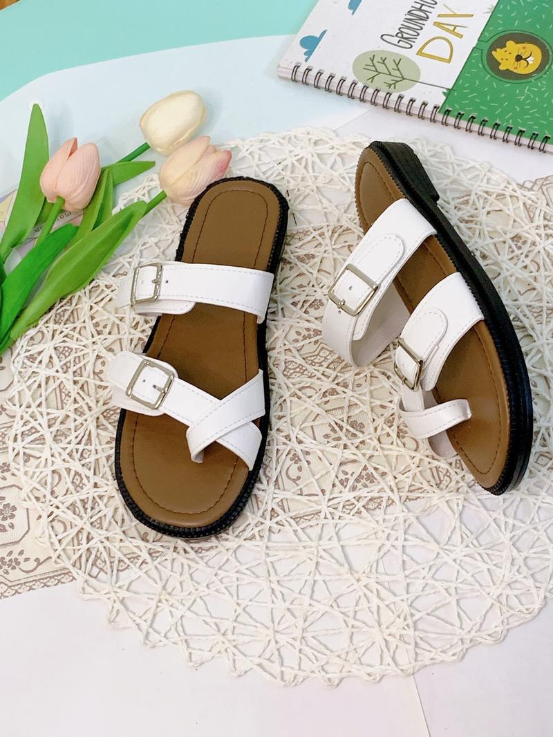 Product Introduction of Dép nữ xỏ ngón hai quai khóa vuông 3 MÀU TRẮNG ĐEN BE( Form chuẩn) DéP Shoes Nhung Jean 16
