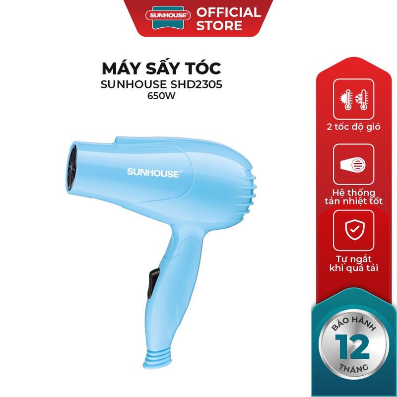 Máy Sấy Tóc SUNHOUSE SHD2305, Công Suất 650W, 2 Tốc Độ Gió, 2 Mức Nhiệt, Hệ Thống Tản Nhiệt Tốt Sấy Tóc Dưỡng Tóc