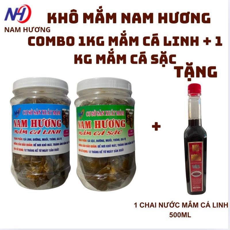 [ Tặng 1 Chai Nước Mắm Cá Linh 500ML ]  Combo 2 Kg Mắm Gồm ( 1 Kg Mắm Cá Linh + 1 Kg Mắm Cá Sặc ) Dùng Kho Mắm, Nấu Lẩu Mắm, Mắm Chưng - [ Khô Mắm Nam Hương Food ]