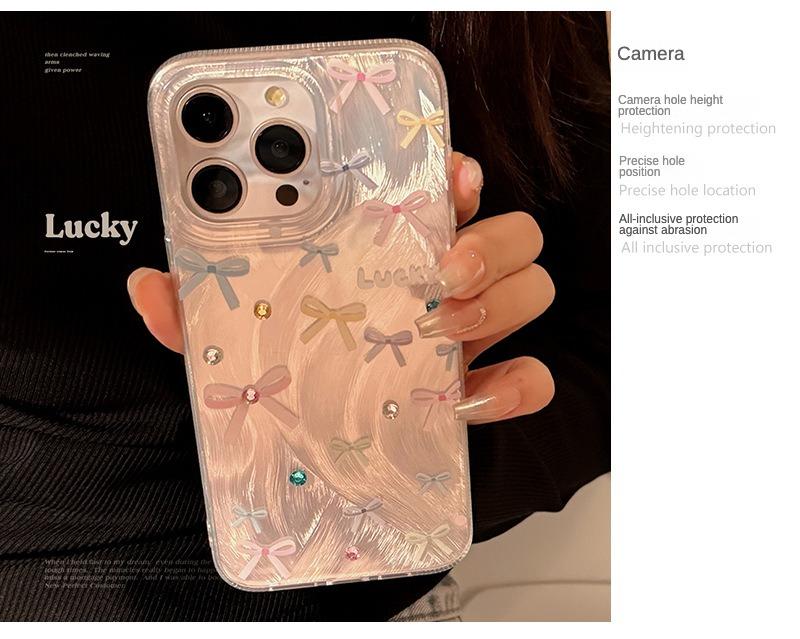Product Introduction of Dopamine Color Bow for Apple 15 Feather Yarn Iphone13 Phone Case 12 Phone Case 16promax Protector Smartphone Protector Smartphone Cover Protective Shockproof Casing Cellphone 1